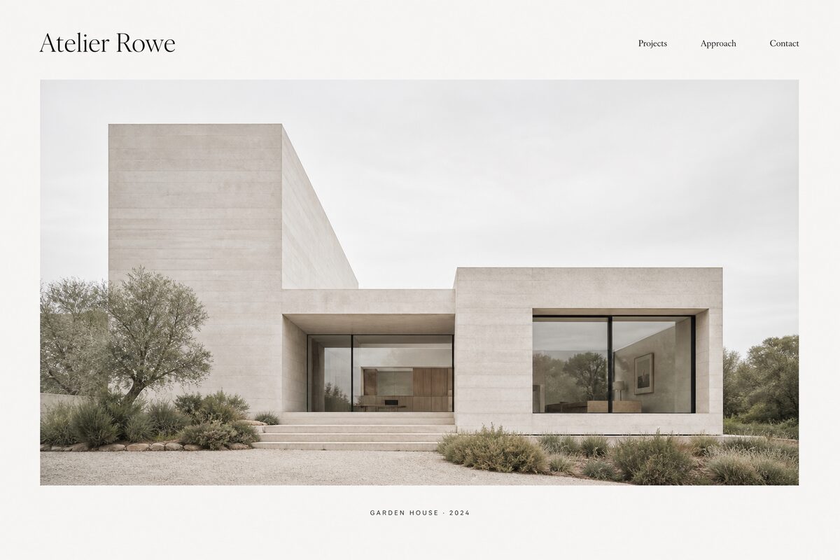 Fictional architecture studio website, Atelier Rowe